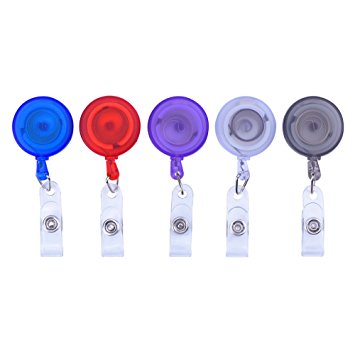 Outus 5 Pieces Retractable Badge Reel ID Badge Holder with Belt Clip, Mix Color