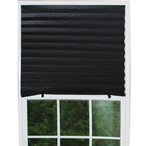 Turquoize Black Temporary Pleat Paper Shades, Instant Blackout Privacy, Quick Fix & Easy to Install, 36" x 72", 6-Pack, with 12 clips
