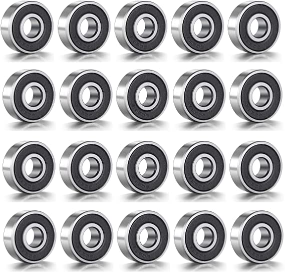 20PCS 608RS Skateboard Bearings， ABEC-9 Double Rubber Sealed Shielded Miniature Deep Groove 608rs Bearings for Skateboards