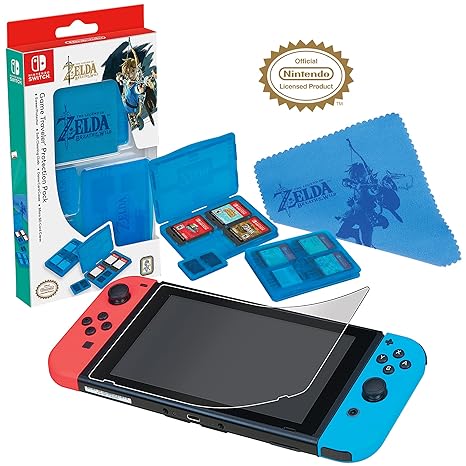 Officially Licensed Nintendo Switch Zelda: Breath of the Wild Game Traveler Protection Pack - Includes Game Case, SD Card Case, Screen Protector, Cleaning Cloth