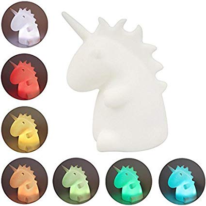 Umiwe Remote Control Unicorn Silicone Night Light Rechargeable Cute Led Desk Lamp with 7-Color Mood Lighting for Kids Adults Friends