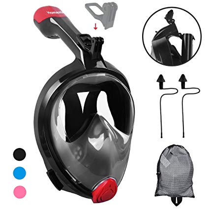 Homeme Snorkeling Mask, 2018 Newest 180 Degree Full Face Snorkel Mask - Foldable & Easy Breath, Suitable Adult and Youth No Choking Water