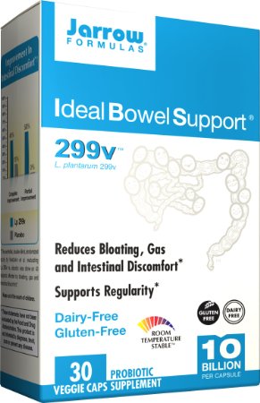 Jarrow Ideal Bowel Support Dairy and Gluten Free 10 Billion Organisms 30 Vegan Capsules