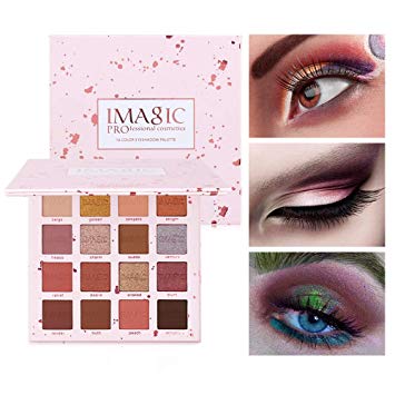 VANELC Professional Eyeshadow Palette Makeup,Matte Shimmer 16 Colors,Highly Pigmented & Long Lasting,Velvet Texture Blendable Eyeshadow Palette (Pink)
