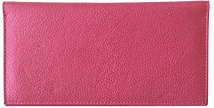 Hot Pink Basic Leather Checkbook Cover