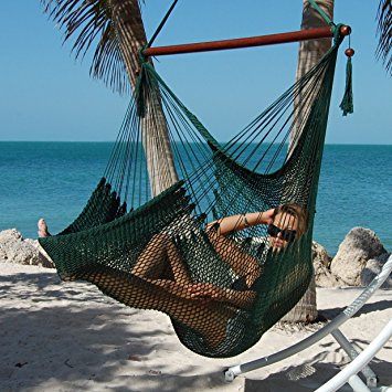 Large Caribbean Hammock Chair - 48 Inch - Polyester - Hanging Chair - green