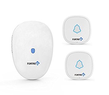 Wireless Doorbell Chime - Type A Dual by Fortress Security - Long Range Operation at 500 ft. - Plug in Doorbell with Over 50 Chimes & Rings, Wireless Button and Adjustable Volume Multi-tone Doorbell
