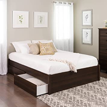 Queen Select 4-Post Platform Bed with 2 Drawers, Espresso