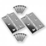 Door Hinge Butt 3 Inch 76mm In Polished & Dark Chrome Finish With Screws Pair Of