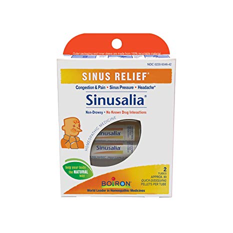 Boiron Sinusalia, 2 Tubes, (80 Pellets per Tube), Homeopathic Medicine for Sinus Relief