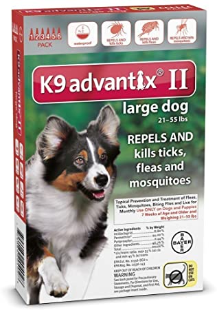 K9 Advantix II Flea Control for Dogs 21-55 Pounds (6 Applications)