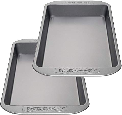 Farberware 47743 Nonstick Bakeware  Baking Pan Set / Nonstick Cake Pan Set, Rectangle  - 2 Piece, Gray