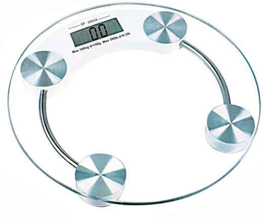 House of Quirk Round Thick Tempered Glass Electronic Digital Personal Bathroom Health Body Weight Weighing Scale