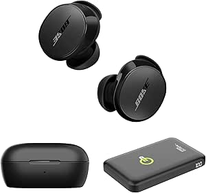 Bose New QuietComfort Wireless Noise Cancelling Earbuds, Lifestyle Bluetooth Earbuds with Active Noise Cancellation, Up to 8.5 Hours of Battery Life with Green Extreme Portable Charger (Black)