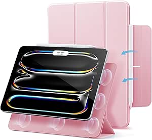 ESR for iPad Pro 13 Case M4 (2024), Powerful Magnetic Attachment, Slim Trifold Stand Case, Supports Pencil Pro/USB-C, Auto Wake/Sleep, Durable Protection, Rebound Series, Pink
