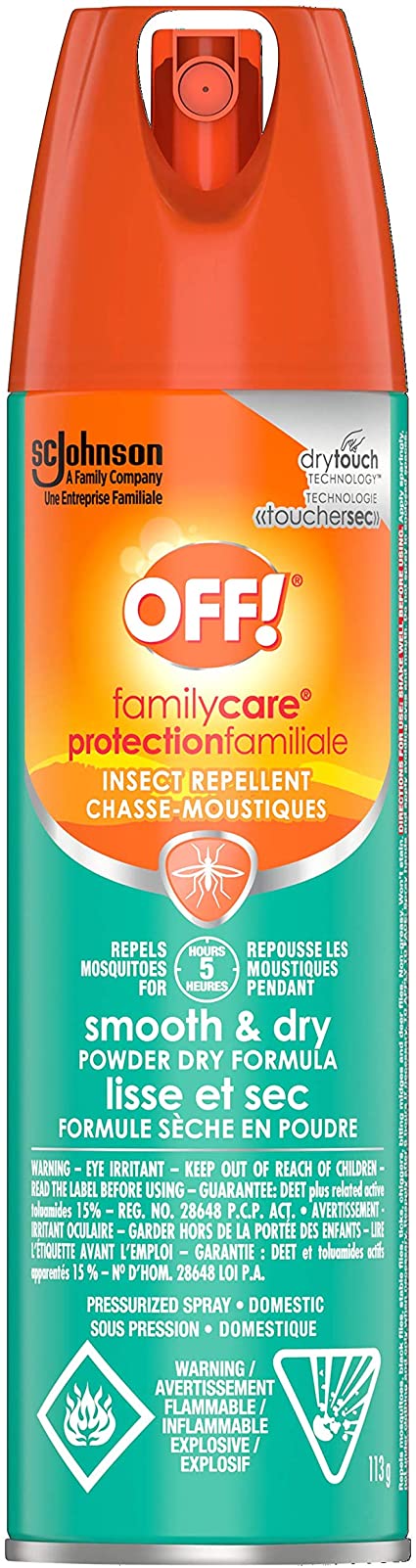 OFF! FamilyCare Insect Repellent, Smooth & Dry, Aerosol, 113g