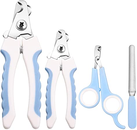 Mudder 4 Pieces Dog Nail Clippers Kit Dog Cat Pets Nail Clippers and Trimmers with Safety Guard to Avoid Over Cutting and Nail File for Large and Small Animals