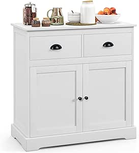 Giantex Buffet Cabinet with Storage, 31.5" Sideboard Cabinet with 2 Drawers and 2 Doors, Wood Console Cabinet, Buffet Table for Kitchen Coffee Bar, White