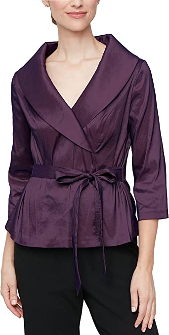 Alex Evenings Women's Stretch Taffeta Blouse