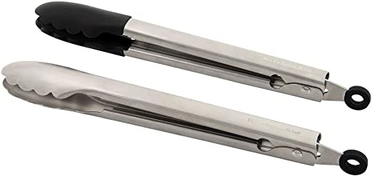 KitchenAid Universal Serving and Silicone Tipped Stainless Steel Kitchen Tongs, Set of 2