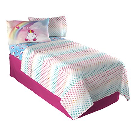 Universal Unicorn Fluffy Rainbows Twin Sheet Set