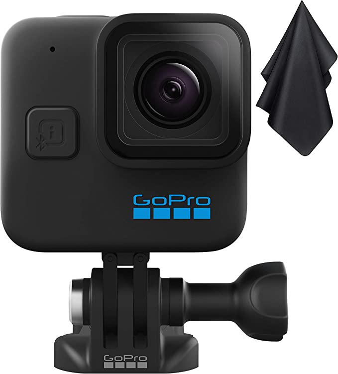 GoPro HERO11 Black Mini Action Camera, WiFi and Bluetooth Connectivity, 24.7MP Photos, 5.3K60/2.7K240 Video, HyperSmooth 5.0 Image Stabilization Camcorder, BROAG Glasses Cleaning Cloth