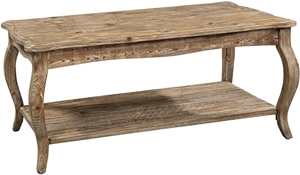 Austerity Reclaimed Wood Coffee Table with Open Shelf, Driftwood