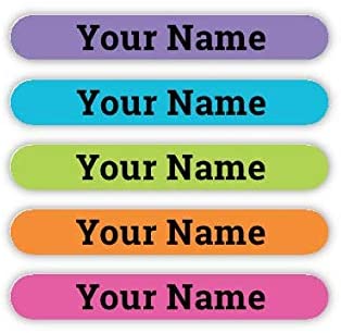 100 Mini Personalized Waterproof Custom Name Tag Labels (Jewel Palette Theme) - Multipurpose Marking for All Ages - Camping Gear, Luggage, Kindergarten