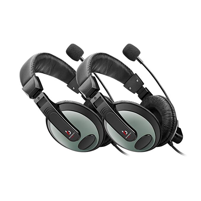 Etekcity 2 PACK Gaming Headset Headphones, Over Ear Stereo Headset with Microphone, Black/Green