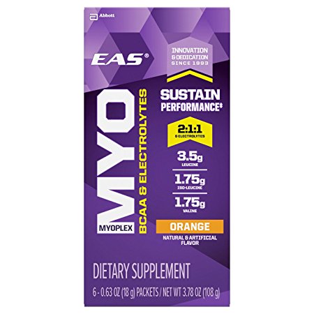 EAS Myoplex BCAA Plus Electrolytes Stickpacks Powder, Orange, 6 Count