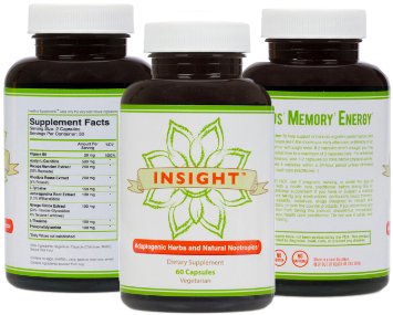 INSIGHT - Vegan Nootropic Brain Supplement for Focus, Memory, Energy & Reduced Anxiety