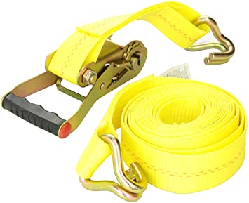 Keeper 04616 Heavy Duty 2" by 16' Ratcheting Tie Down, 10,000 lbs Rated Capacity with J-Hooks