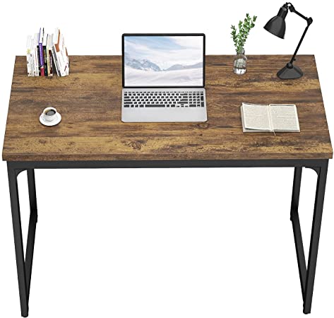Foxemart Writing Computer Desk Modern Sturdy Office Desks PC Laptop Notebook Simple Study Table for Home Office Workstation, Rustic Brown