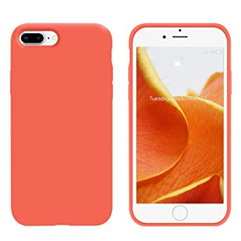 for iPhone 8 Plus Case,iPhone 7 Plus Case, OTOFLY[Silky and Soft Touch Series] Premium Soft Silicone Rubber Full-Body Protective Bumper Case Compatible with iPhone 7/8 Plus (Nectarine)