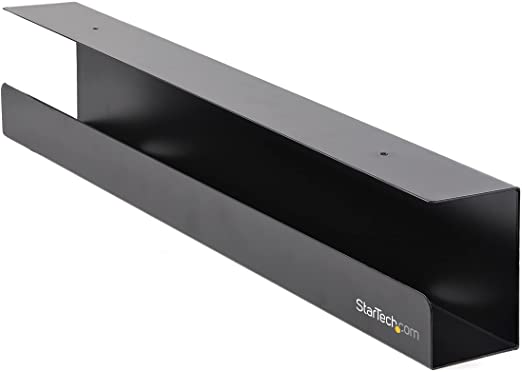 StarTech.com Under Desk Cable Management Tray - Office/Standing Desk Cable Tray Organizer - Desk/Table Mount Holder for Cords/Wire/Power Strip - Computer Cable Manager - 23-1/2"L x 4-1/2"D (UDCMTRAY)