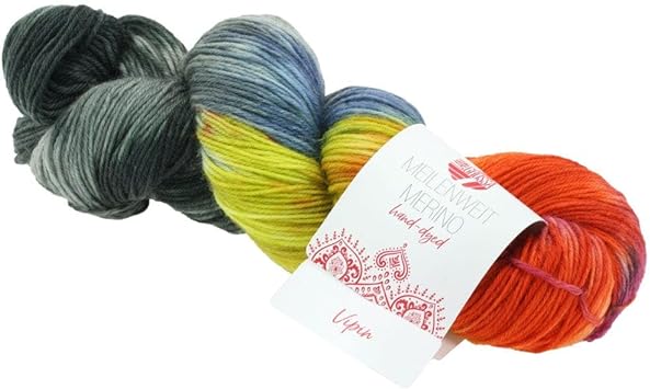 Lana Grossa Hand Dyed Meilenweit 100 Merino Rainbow Yarn, 616 Vipin