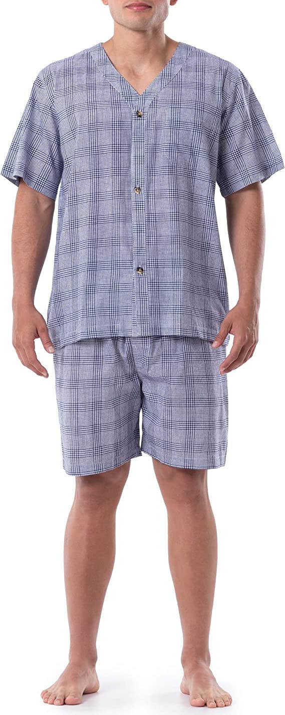 Geoffrey Beene Mens Broadcloth Short Sleeve Pajama Set