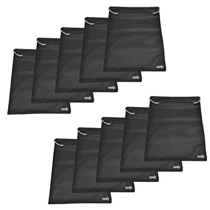 Cosmos ® 10 Pcs Unisex-adult Black Color Non-Woven Drawstring Shoe Bags for Travel Carrying, 17-1/2 x 13-1/2 Inches