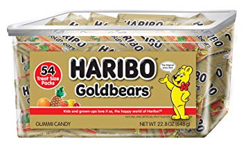 Haribo Goldbears Original Flavor, 22.8 oz. Tub containing 54 - .4 oz. Bags