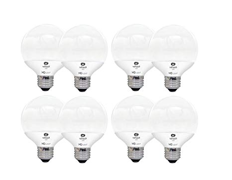 GE Lighting LED Relax HD 6 (60-watt Replacement), 500-Lumen G25 Light Bulb with Medium Base, Soft, Frosted White (8 Bulbs)