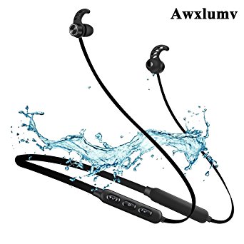 Bluetooth Headphones, Awxlumv Neckband Lightweight Magnetic Wireless Headset, Sports Earphones with Mic, Sweatproof Noise Cancelling Earbuds HD Stereo for Gym, Workout & Running for iPhone Android