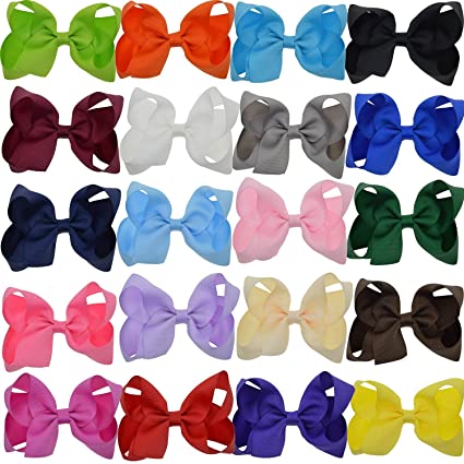 4.5" Loopy Grosgrain Hair Bows Alligator Clips For Babies Child Set of 20 Colors