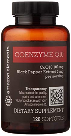 Amazon Brand - Amazon Elements Coenzyme Q10, 100mg, Black Pepper Extract 5mg, 120 Softgels, 4 month supply