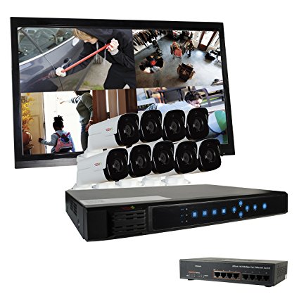 REVO America RU161B9GM22-3T Ultra HD 16-CH 3TB NVR Surveillance System with 9 x 4 Megapixel Bullet Cameras (Black)
