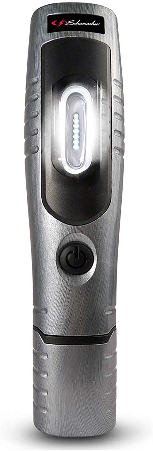 Schumacher SL28BA 360 Degree LED Red Fuel Cordless Work Light and Magnetic Torch, Silver