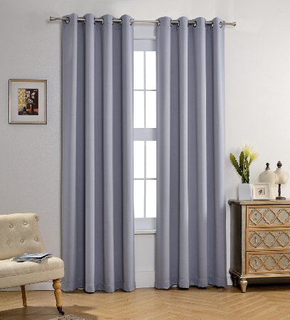 MYSKY HOME Solid Grommet top Thermal Insulated Window Blackout Curtains, 52 by 84 inch, Grey (1 panel)