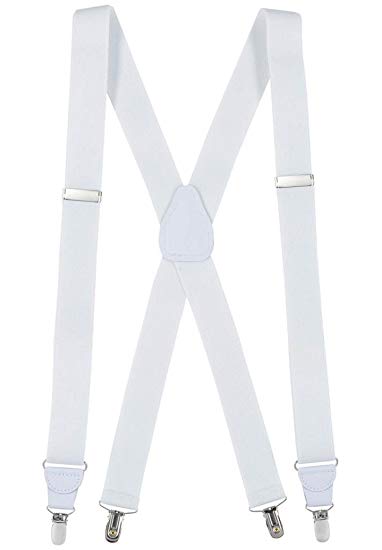 Hold'Em Suspender for Men X-Back Clip on Leather Crosspatch Made in USA