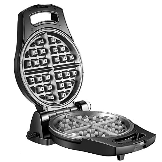 Aicook Flip Belgian Waffle Maker 950W, Stainless Steel Waffle Iron with Temperature Control, Non-stick Plates & Anti-leaking Groove,180 Degree Flipping & Double-sided Heating For Fluffy Golden Waffles