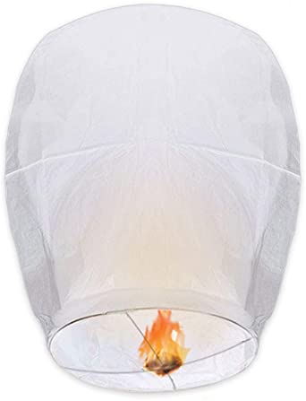 OUTERDO 20 Pack White Chinese Lanterns - Biodegradable Paper Lanterns Assortment for Birthdays, Parties, New Years, Memorial Ceremonies and More(White)