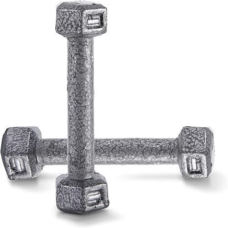 WF Athletic Supply Cast Iron Solid Hexagon Gray Dumbbells, Strength Training Free Weights Set of 2 for Women and Men, Hand Weights Sold by Pairs, from 1 to 120 LBS, Multi-Select Size Options Available